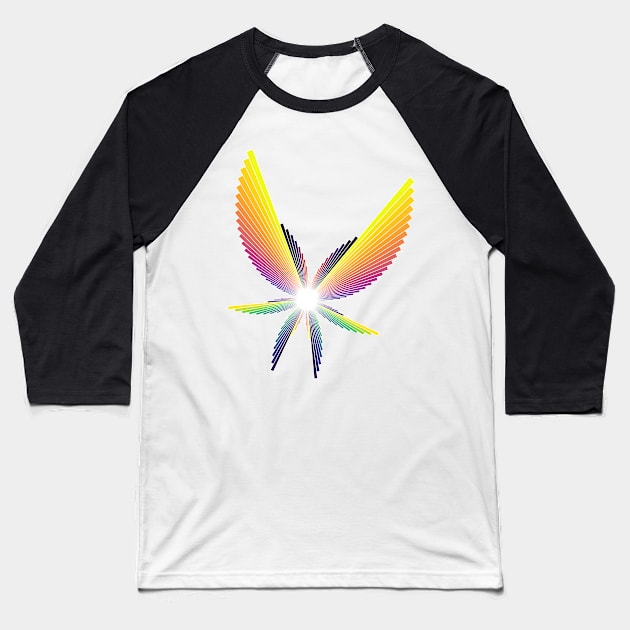 Dusk Angel Seraphim | Flying Six Wing Bar Chart White Baseball T-Shirt by aRtVerse